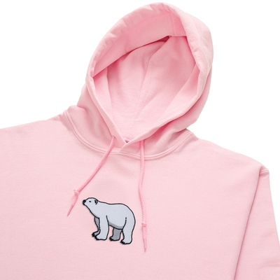 Bobby's Planet Women's Embroidered Polar Bear Hoodie from Arctic Polar Animals Collection in Light Pink Color#color_light-pink
