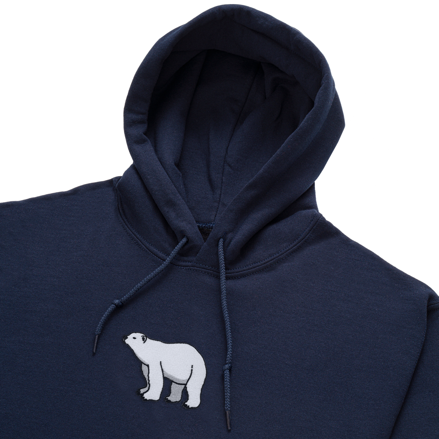 Bobby's Planet Men's Embroidered Polar Bear Hoodie from Arctic Polar Animals Collection in Navy Color#color_navy