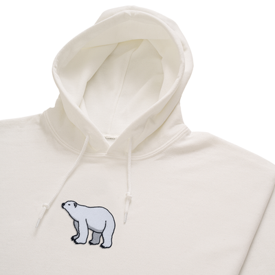 Bobby's Planet Women's Embroidered Polar Bear Hoodie from Arctic Polar Animals Collection in White Color#color_white