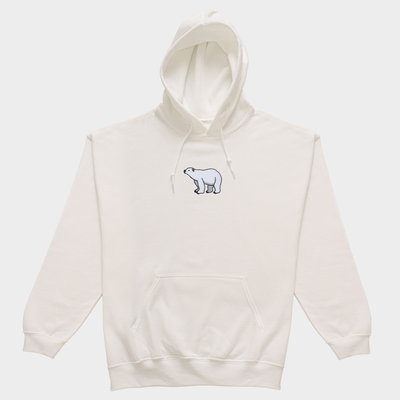 Bobby's Planet Men's Embroidered Polar Bear Hoodie from Arctic Polar Animals Collection in White Color#color_white