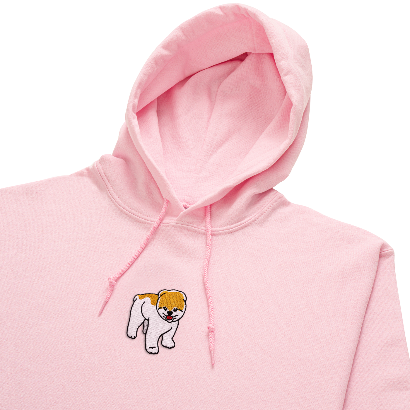Bobby's Planet Women's Embroidered Pomeranian Hoodie from Paws Dog Cat Animals Collection in Light Pink Color#color_light-pink