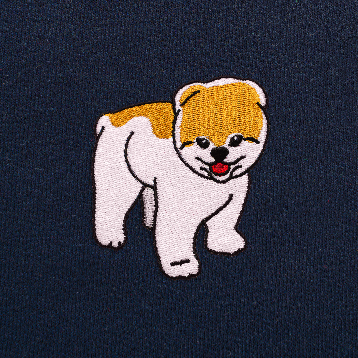 Bobby's Planet Women's Embroidered Pomeranian Hoodie from Paws Dog Cat Animals Collection in Navy Color#color_navy