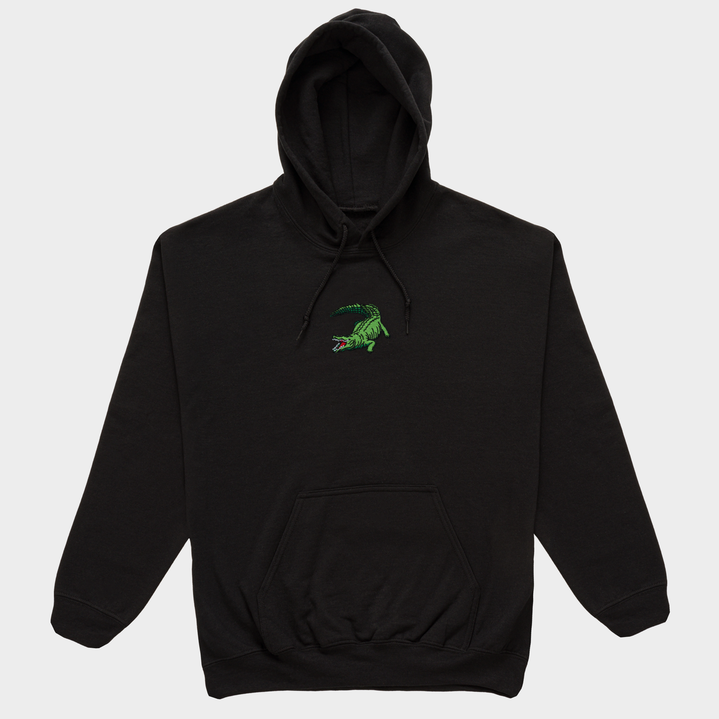Bobby's Planet Men's Embroidered Saltwater Crocodile Hoodie from Australia Down Under Animals Collection in Black Color#color_black
