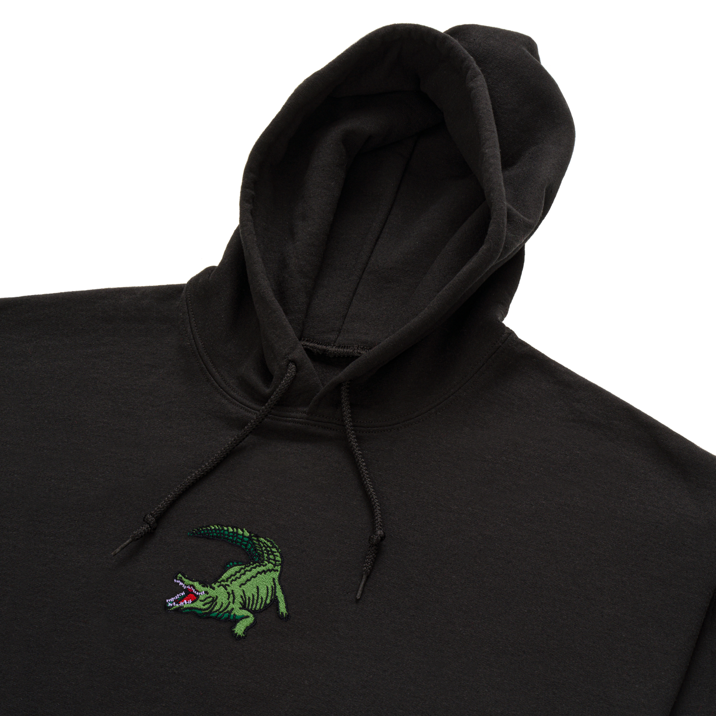 Bobby's Planet Men's Embroidered Saltwater Crocodile Hoodie from Australia Down Under Animals Collection in Black Color#color_black