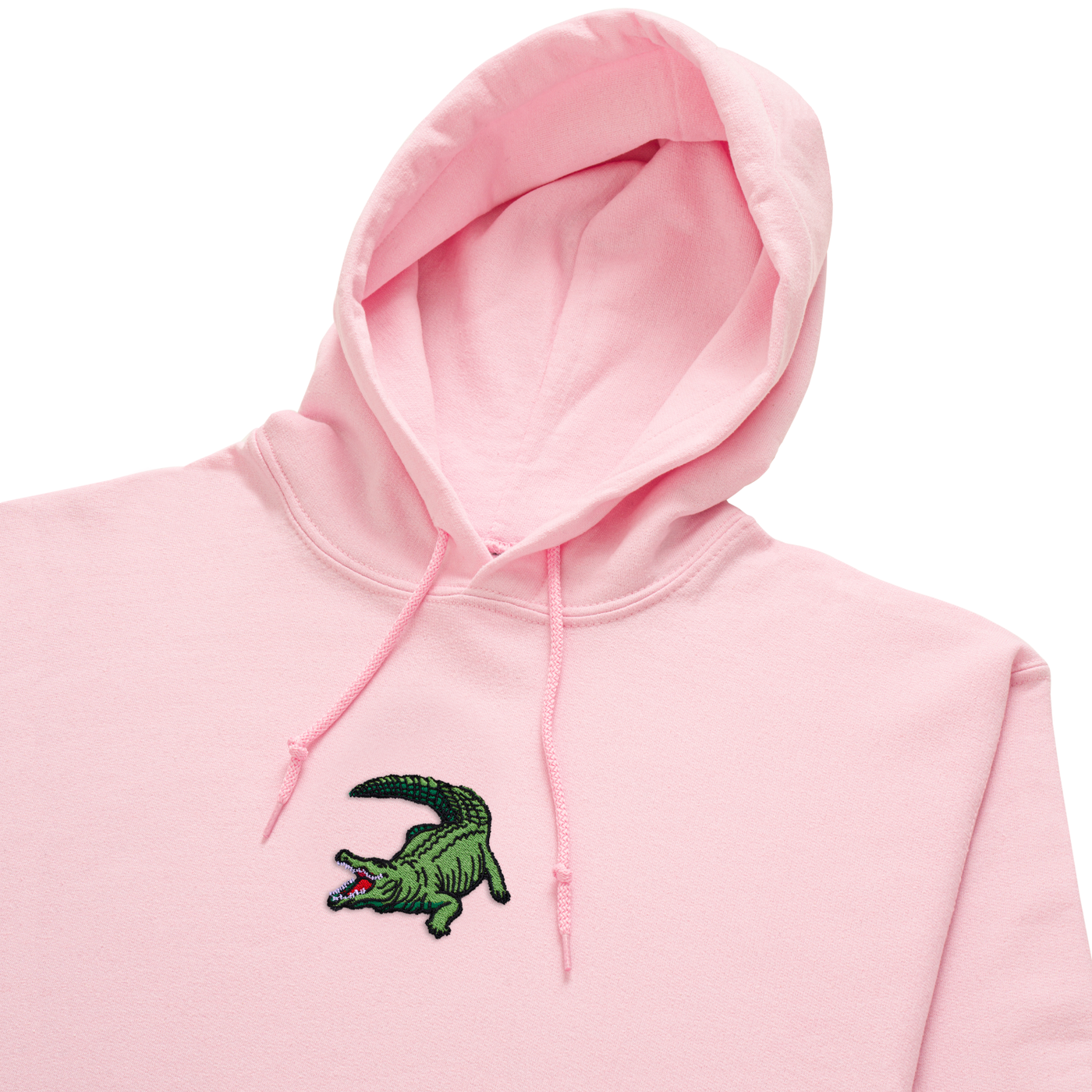 Bobby's Planet Women's Embroidered Saltwater Crocodile Hoodie from Australia Down Under Animals Collection in Light Pink Color#color_light-pink
