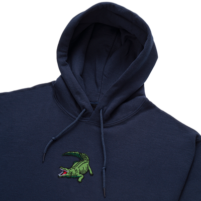 Bobby's Planet Men's Embroidered Saltwater Crocodile Hoodie from Australia Down Under Animals Collection in Navy Color#color_navy