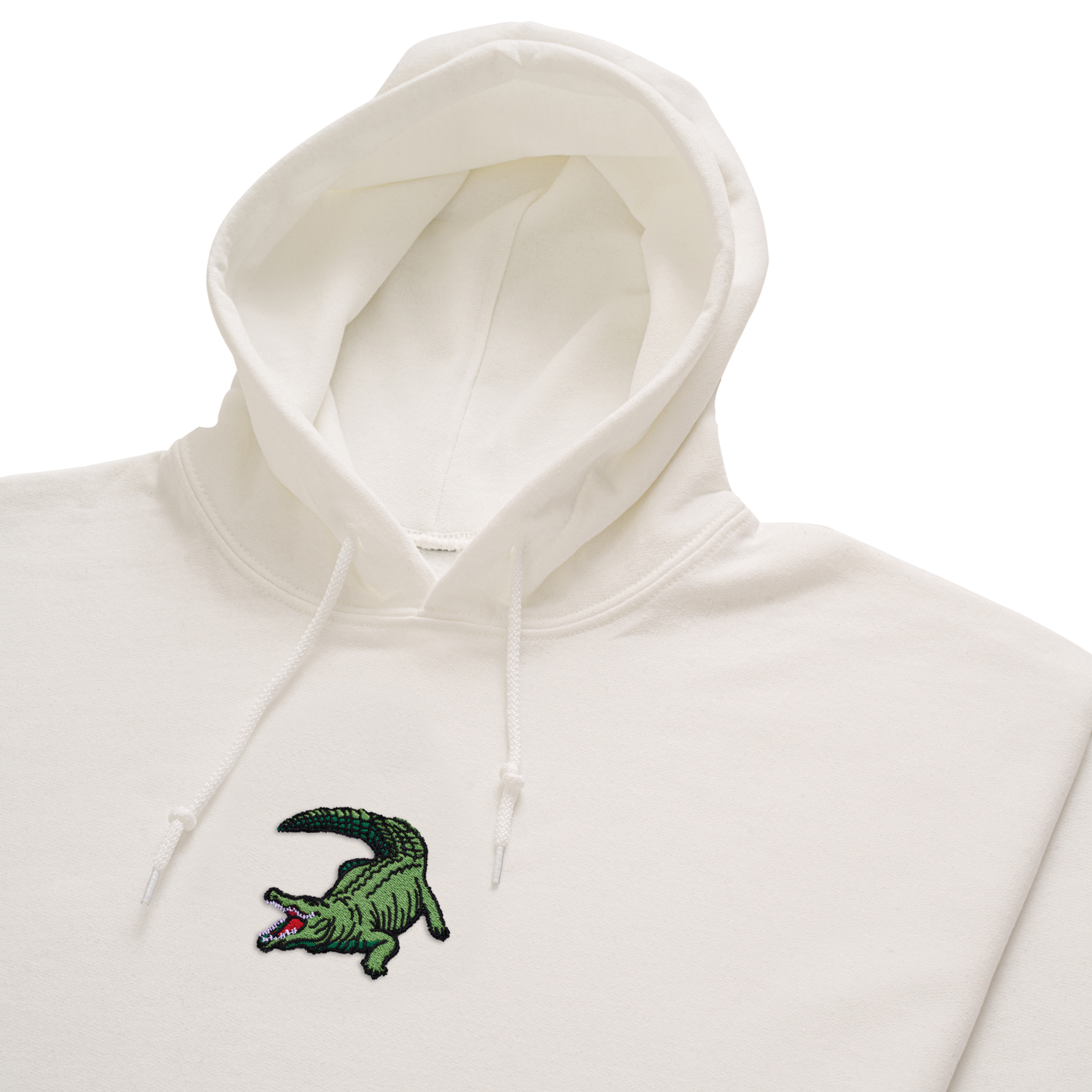 Bobby's Planet Men's Embroidered Saltwater Crocodile Hoodie from Australia Down Under Animals Collection in White Color#color_white