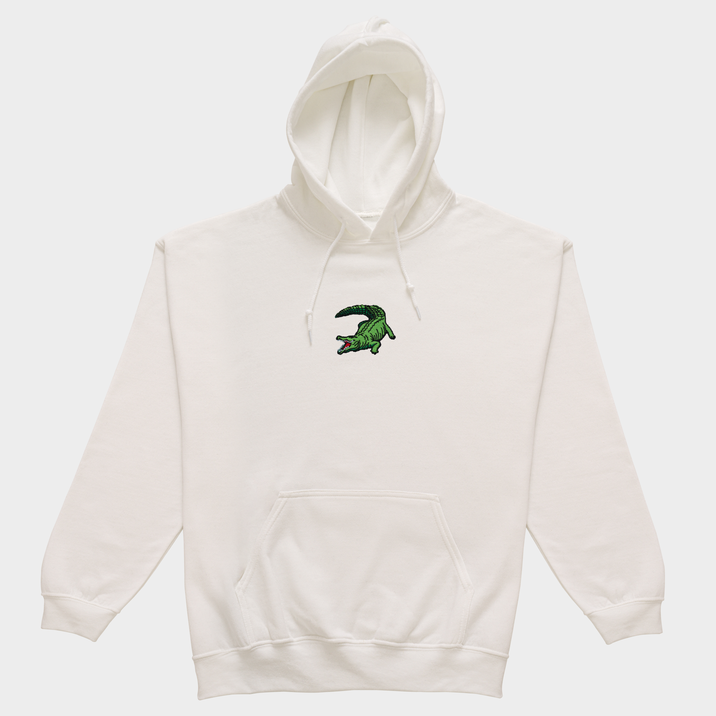 Bobby's Planet Women's Embroidered Saltwater Crocodile Hoodie from Australia Down Under Animals Collection in White Color#color_white