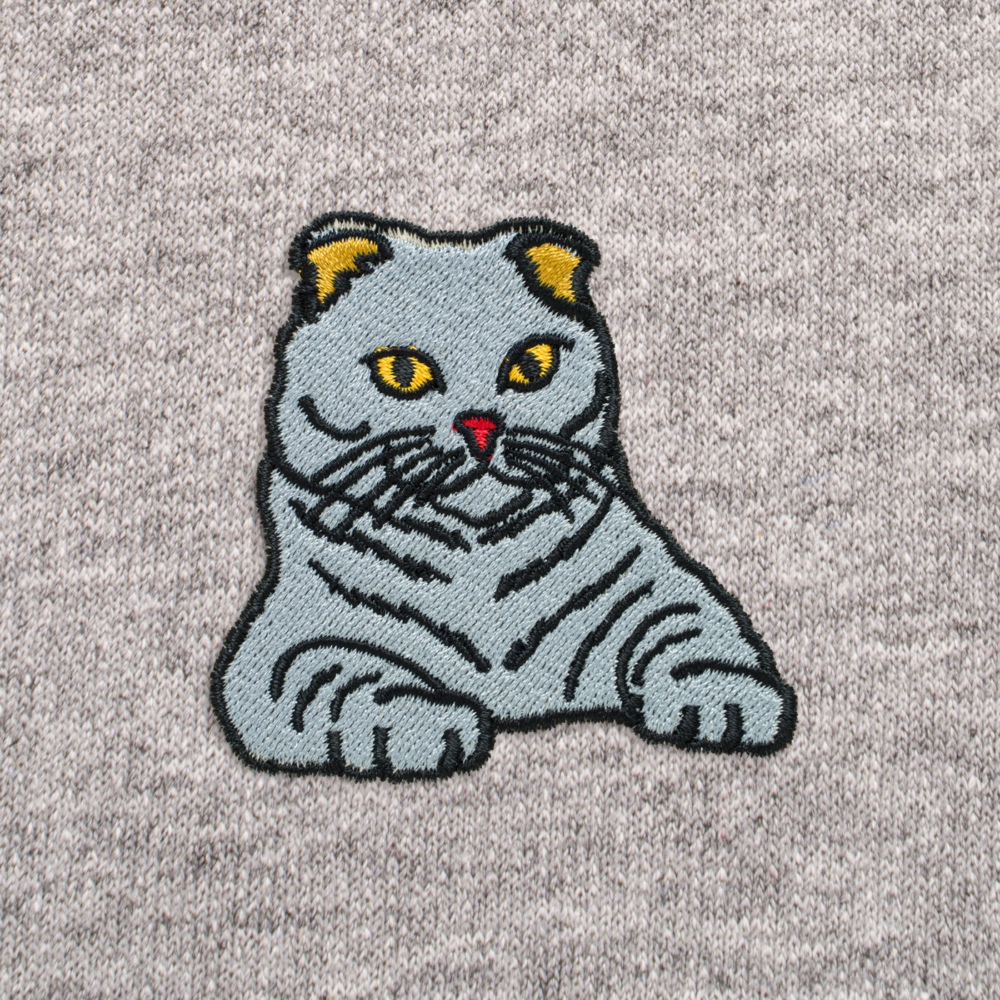 Bobby's Planet Men's Embroidered Scottish Fold Hoodie from Paws Dog Cat Animals Collection in Sport Grey Color#color_sport-grey