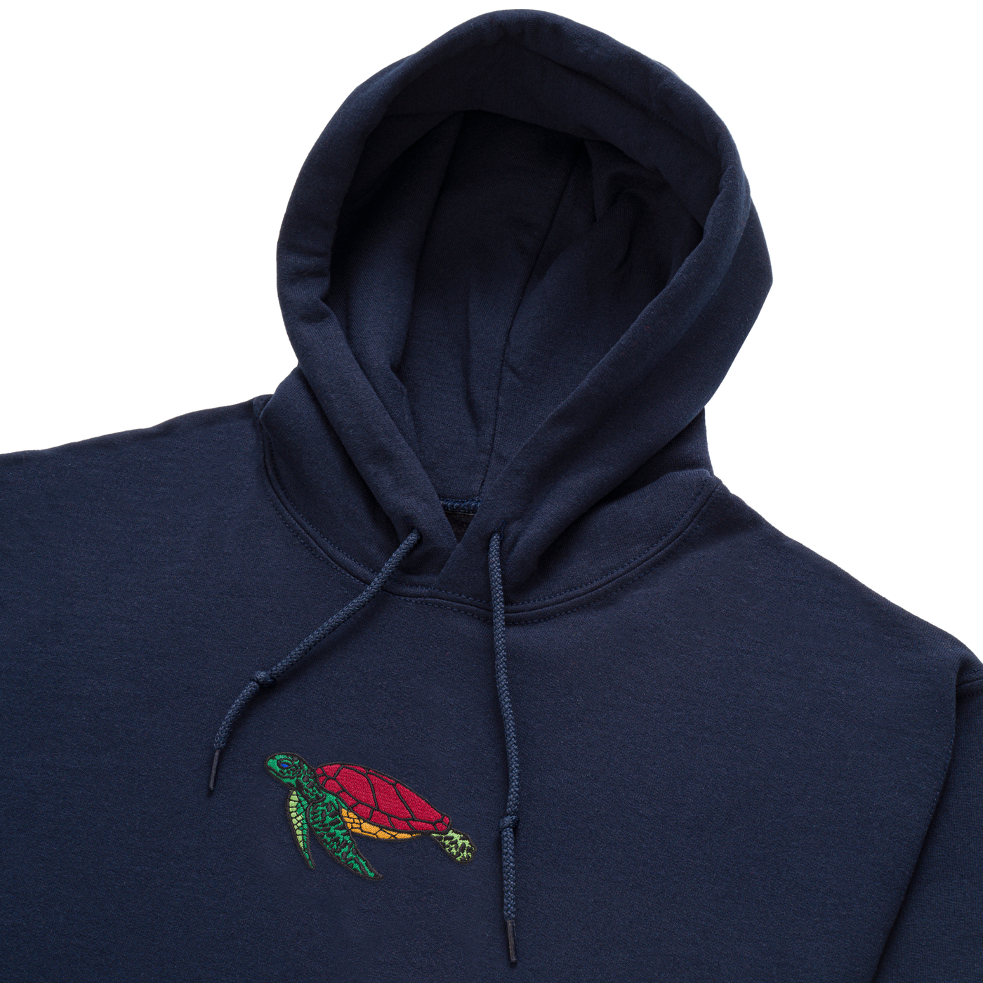 Bobby's Planet Women's Embroidered Sea Turtle Hoodie from Seven Seas Fish Animals Collection in Navy Color#color_navy
