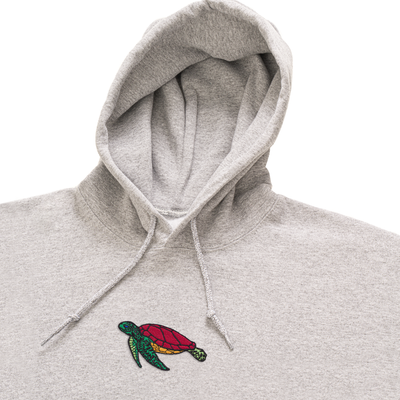 Bobby's Planet Men's Embroidered Sea Turtle Hoodie from Seven Seas Fish Animals Collection in Sport Grey Color#color_sport-grey