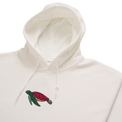 Bobby's Planet Men's Embroidered Sea Turtle Hoodie from Seven Seas Fish Animals Collection in White Color#color_white