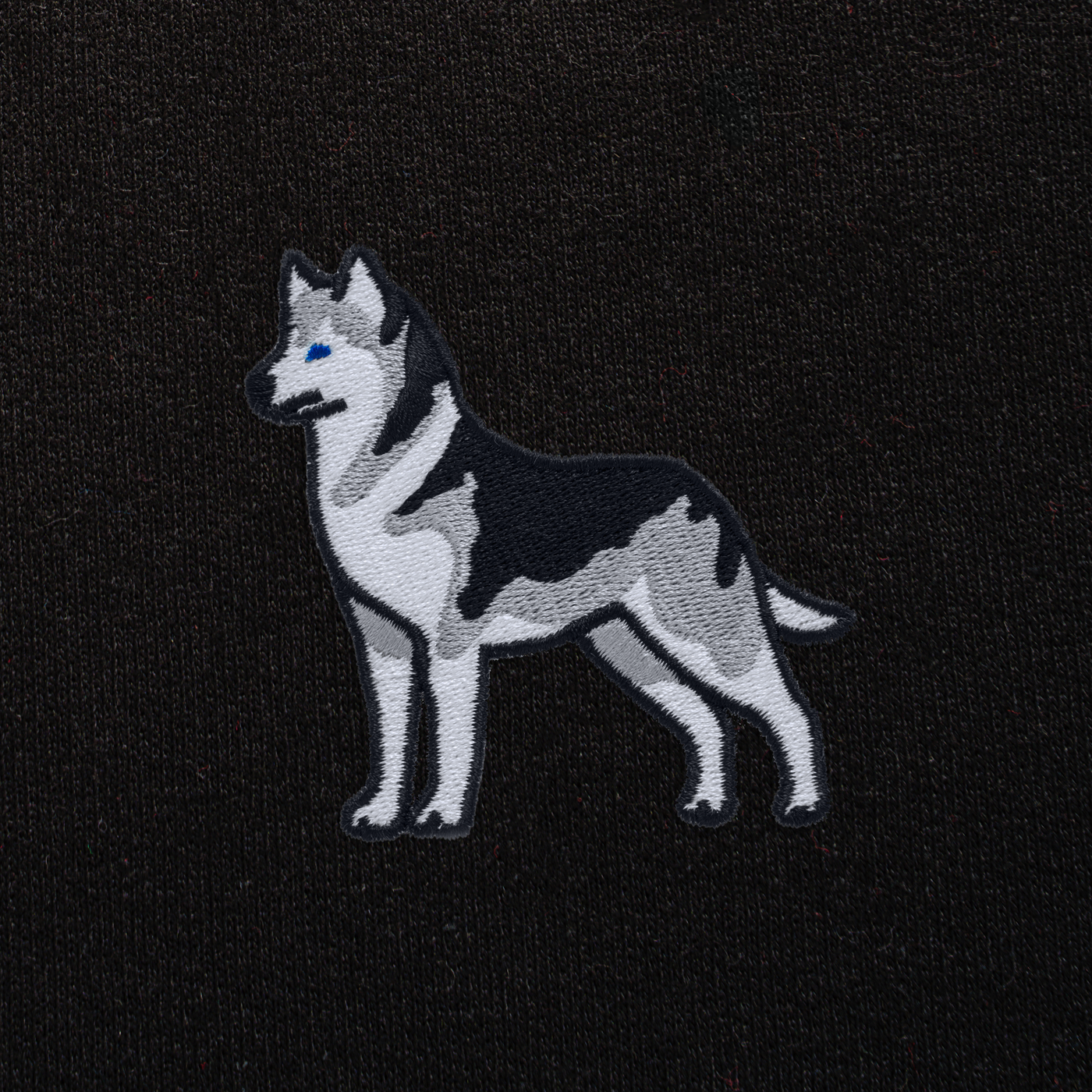 Bobby's Planet Men's Embroidered Siberian Husky Hoodie from Paws Dog Cat Animals Collection in Black Color#color_black