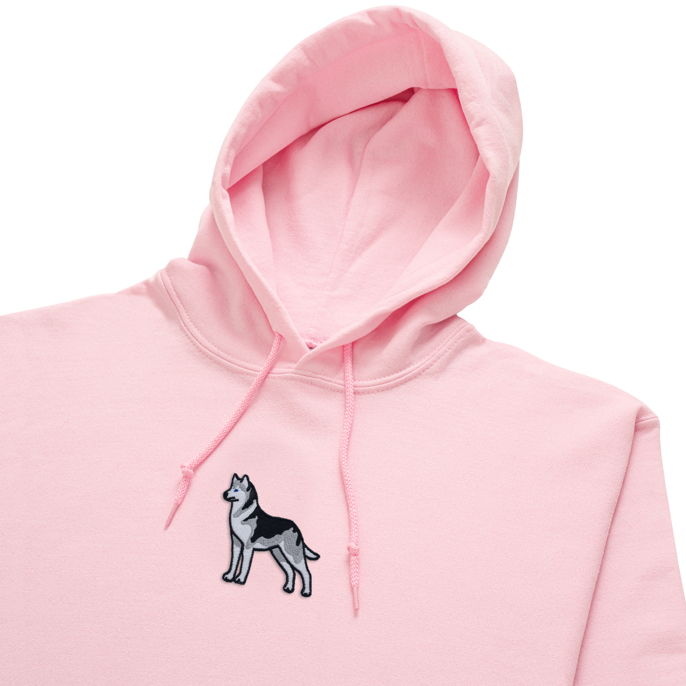 Bobby's Planet Women's Embroidered Siberian Husky Hoodie from Paws Dog Cat Animals Collection in Light Pink Color#color_light-pink