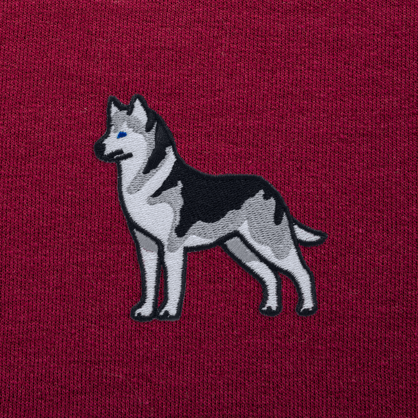 Bobby's Planet Men's Embroidered Siberian Husky Hoodie from Paws Dog Cat Animals Collection in Maroon Color#color_maroon