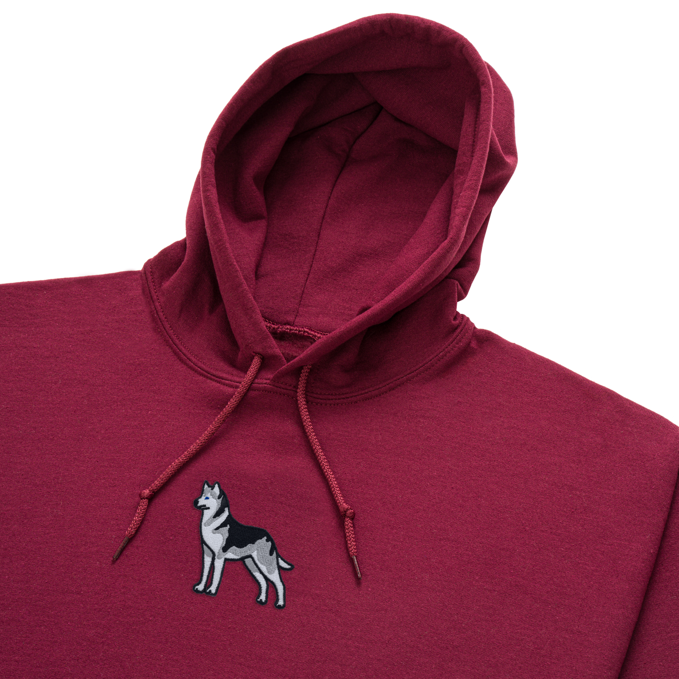 Bobby's Planet Men's Embroidered Siberian Husky Hoodie from Paws Dog Cat Animals Collection in Maroon Color#color_maroon