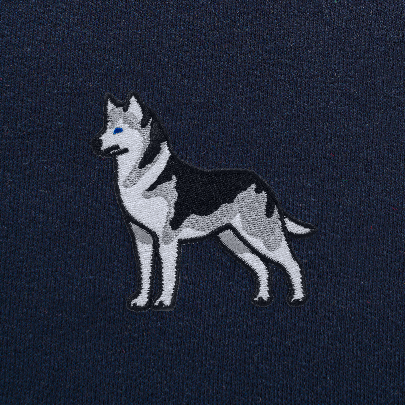 Bobby's Planet Women's Embroidered Siberian Husky Hoodie from Paws Dog Cat Animals Collection in Navy Color#color_navy