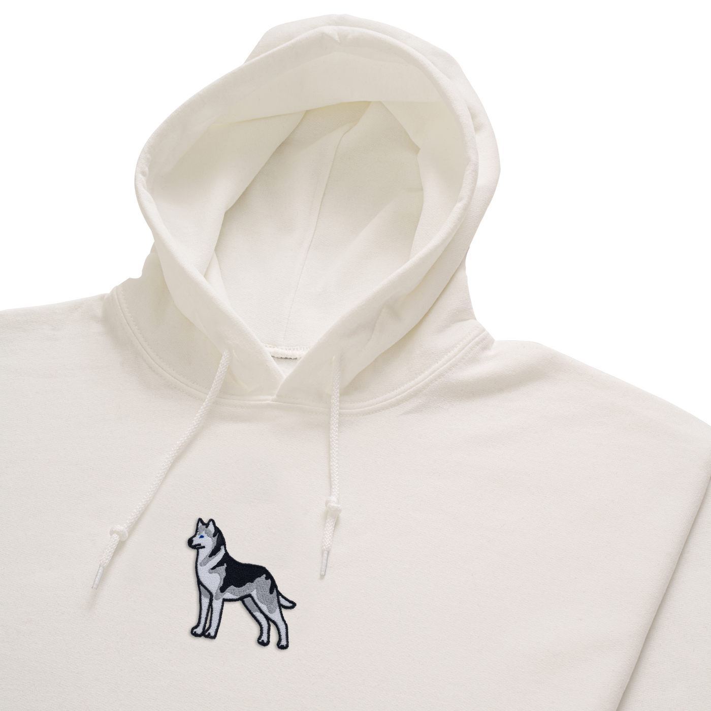 Bobby's Planet Women's Embroidered Siberian Husky Hoodie from Paws Dog Cat Animals Collection in White Color#color_white