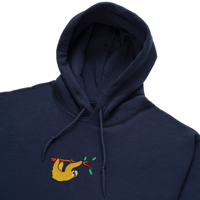 Bobby's Planet Men's Embroidered Sloth Hoodie from South American Amazon Animals Collection in Navy Color#color_navy