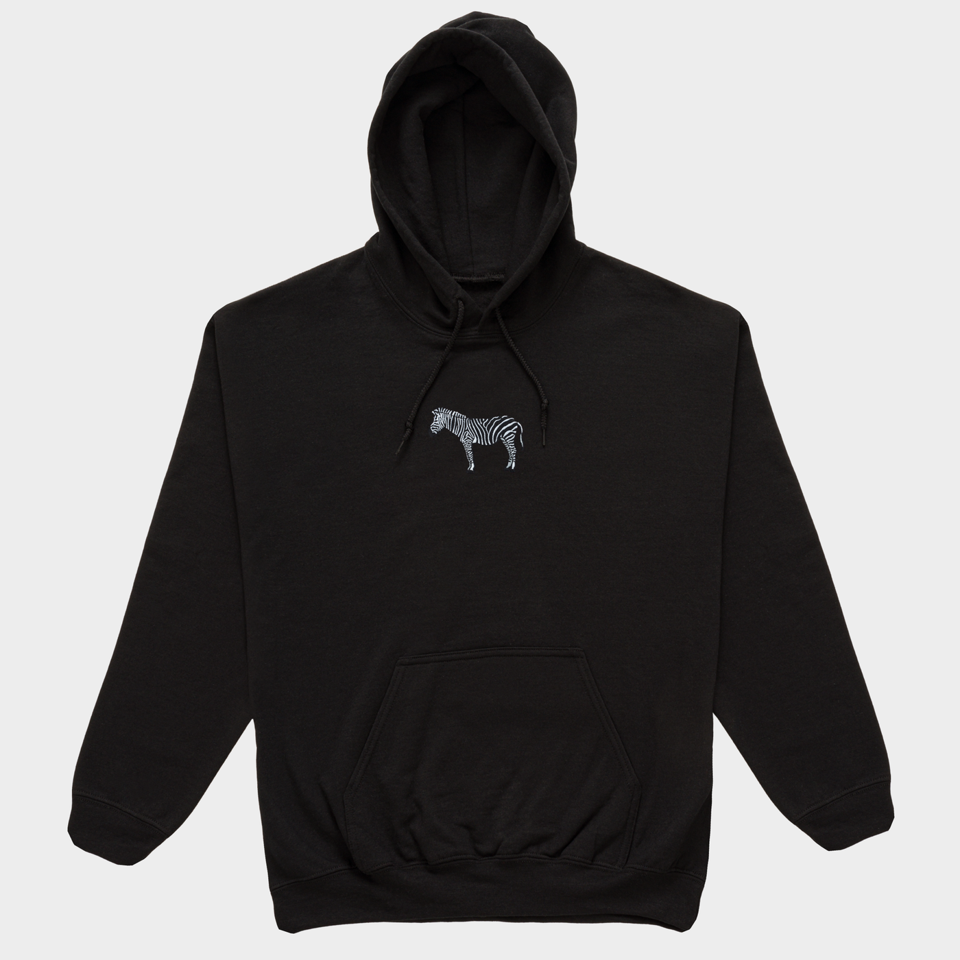 Bobby's Planet Men's Embroidered Zebra Hoodie from African Animals Collection in Black Color#color_black