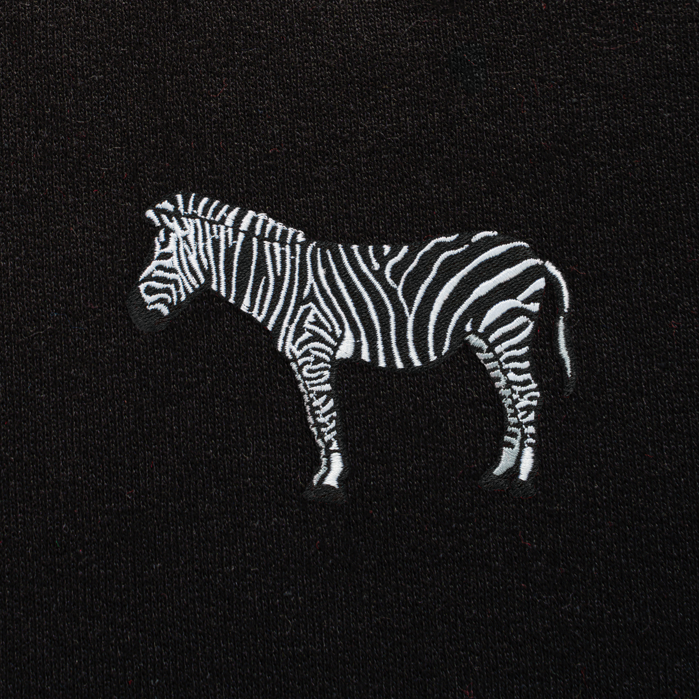 Bobby's Planet Men's Embroidered Zebra Hoodie from African Animals Collection in Black Color#color_black