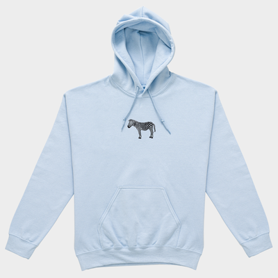 Bobby's Planet Women's Embroidered Zebra Hoodie from African Animals Collection in Light Blue Color#color_light-blue