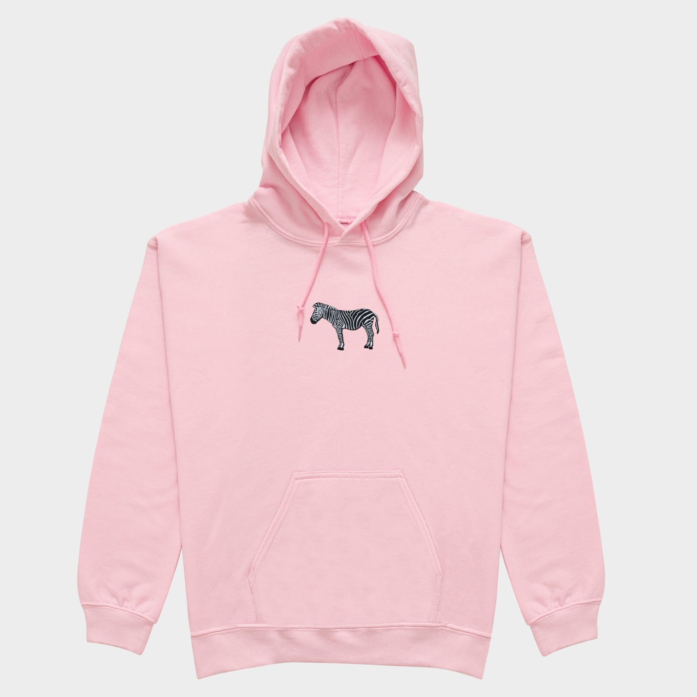 Bobby's Planet Women's Embroidered Zebra Hoodie from African Animals Collection in Light Pink Color#color_light-pink