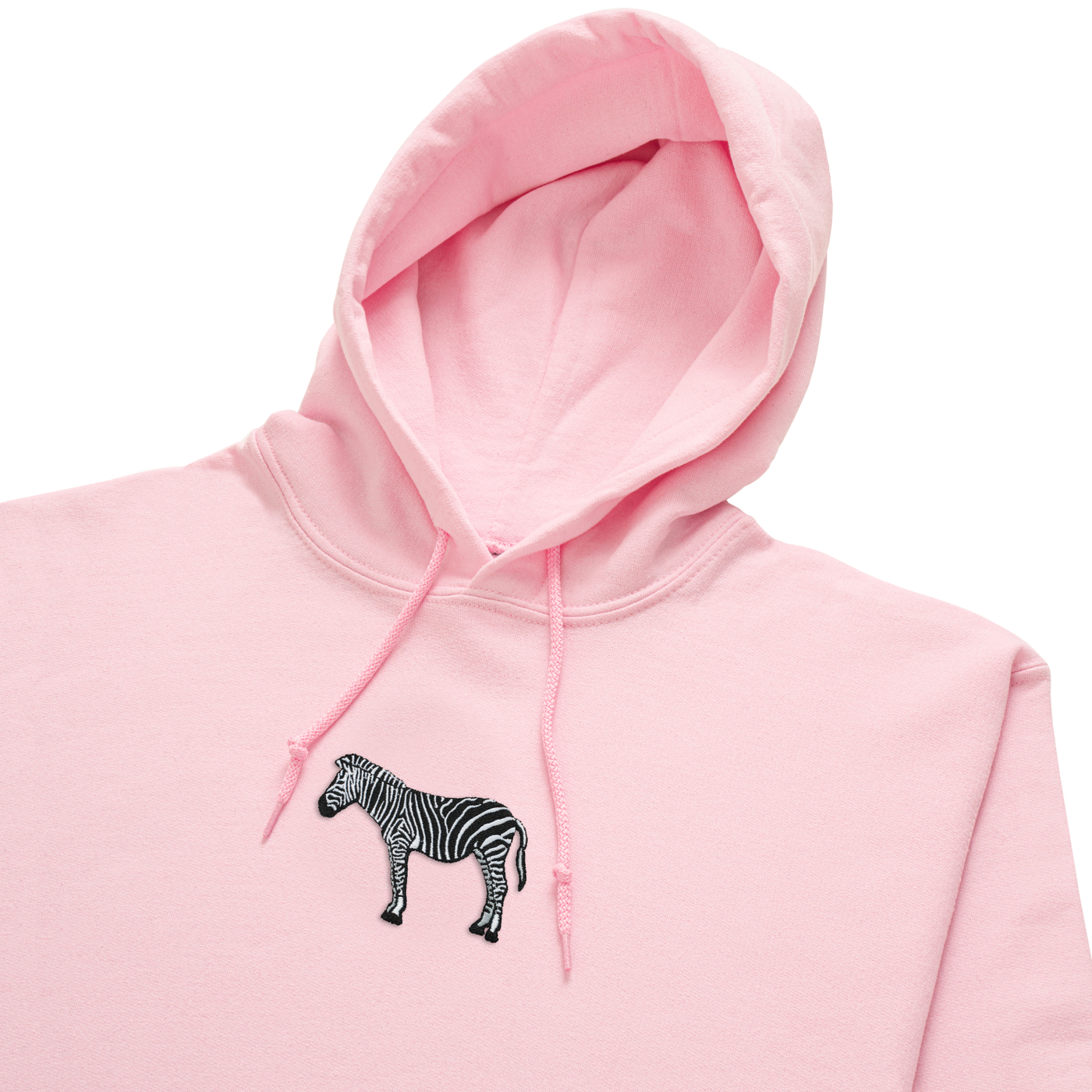 Bobby's Planet Women's Embroidered Zebra Hoodie from African Animals Collection in Light Pink Color#color_light-pink