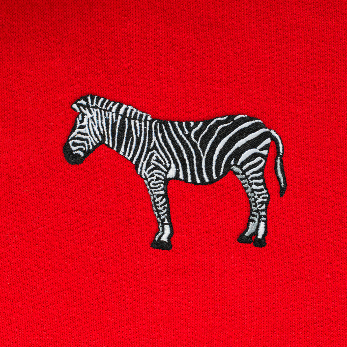 Bobby's Planet Women's Embroidered Zebra Hoodie from African Animals Collection in Red Color#color_red