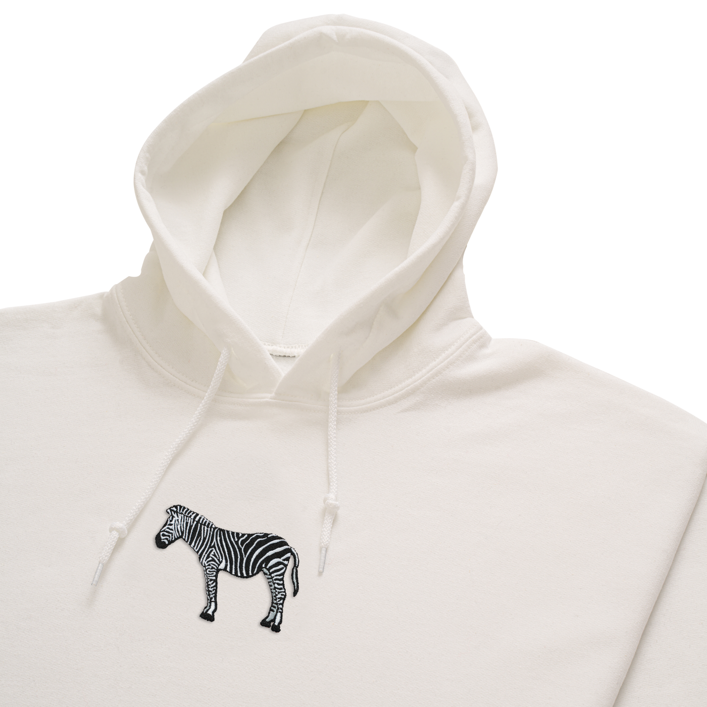 Bobby's Planet Women's Embroidered Zebra Hoodie from African Animals Collection in White Color#color_white