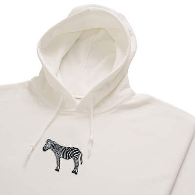 Bobby's Planet Women's Embroidered Zebra Hoodie from African Animals Collection in White Color#color_white