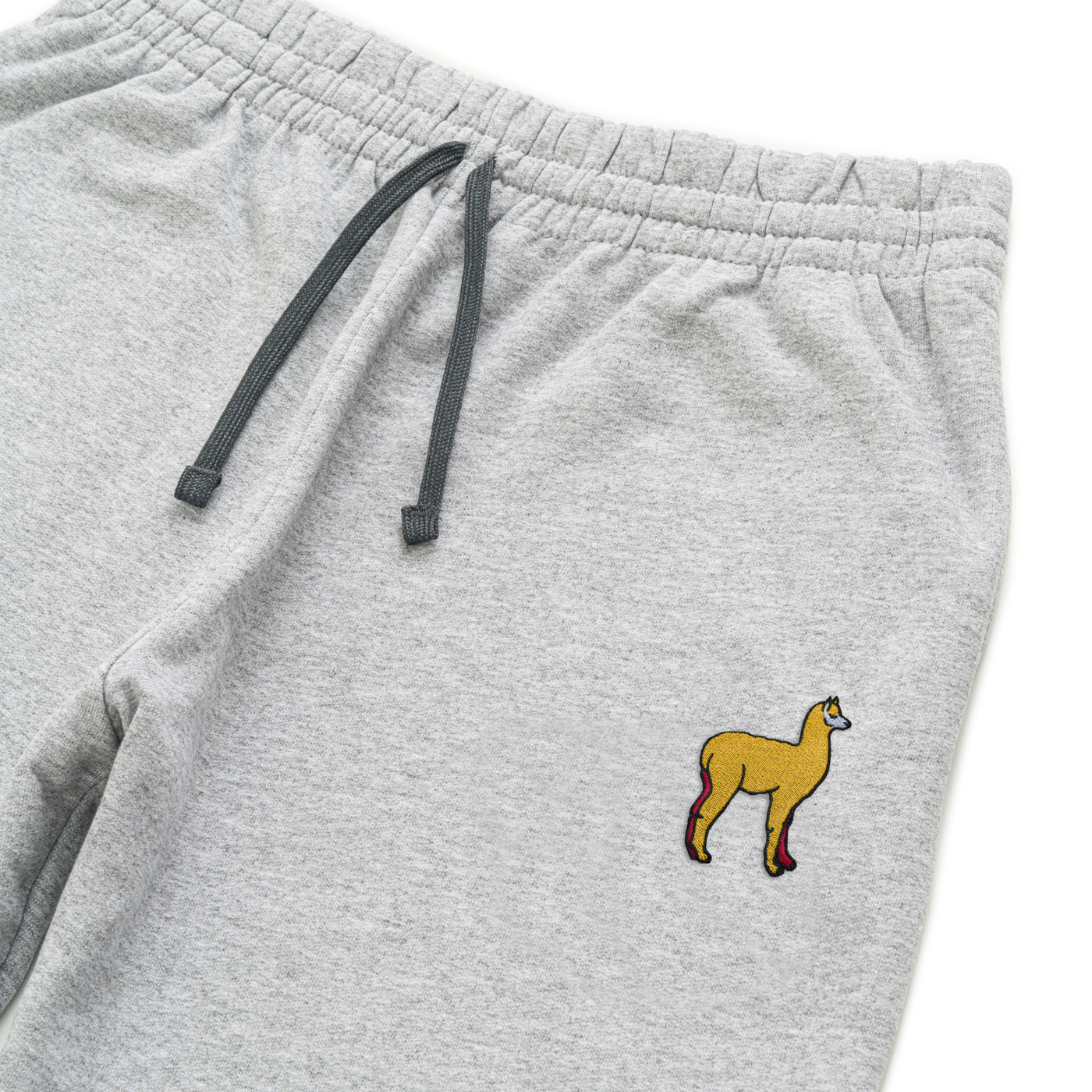Bobby's Planet Unisex Embroidered Alpaca Joggers from South American Amazon Animals Collection in Athletic Heather Color#color_athletic-heather