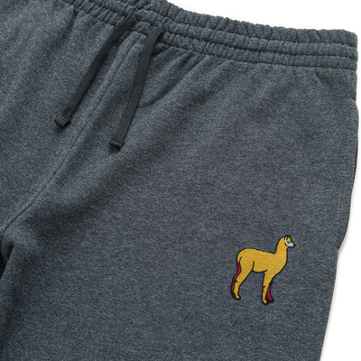 Bobby's Planet Unisex Embroidered Alpaca Joggers from South American Amazon Animals Collection in Black Heather Color#color_black-heather