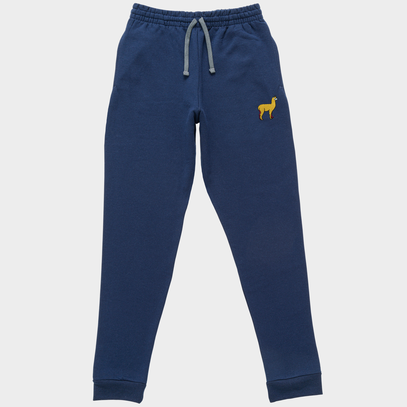 Bobby's Planet Unisex Embroidered Alpaca Joggers from South American Amazon Animals Collection in Navy Color#color_navy