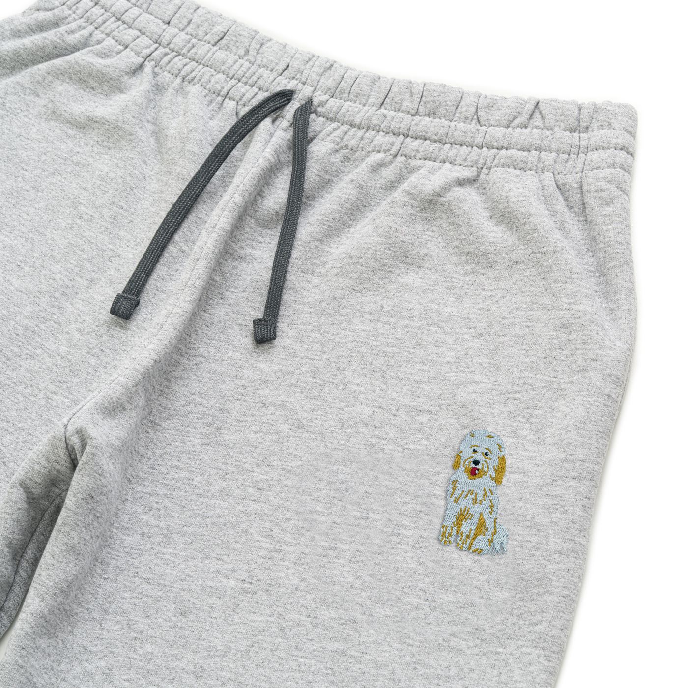 Bobby's Planet Unisex Embroidered Poodle Joggers from Bobbys Planet Toy Poodle Collection in Athletic Heather Color#color_athletic-heather