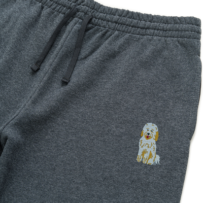 Bobby's Planet Unisex Embroidered Poodle Joggers from Bobbys Planet Toy Poodle Collection in Black Heather Color#color_black-heather