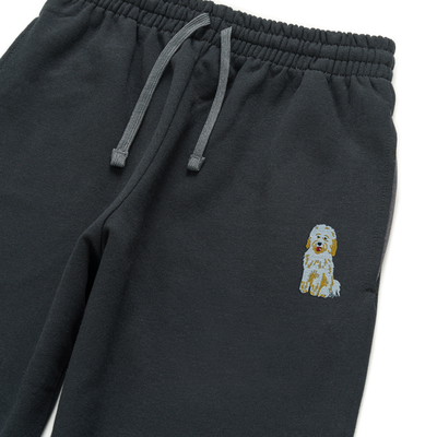 Bobby's Planet Unisex Embroidered Poodle Joggers from Bobbys Planet Toy Poodle Collection in Black Color#color_black