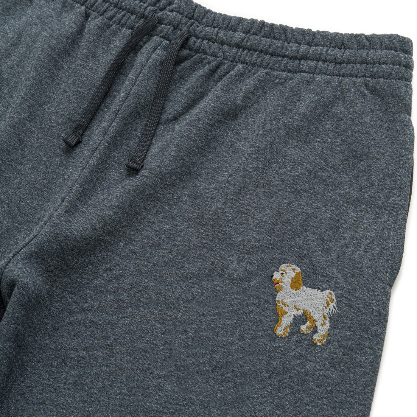 Bobby's Planet Unisex Embroidered Poodle Joggers from Bobbys Planet Toy Poodle Collection in Black Heather Color#color_black-heather
