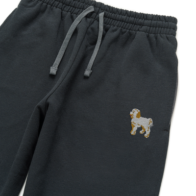 Bobby's Planet Unisex Embroidered Poodle Joggers from Bobbys Planet Toy Poodle Collection in Black Color#color_black