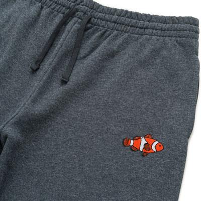 Bobby's Planet Unisex Embroidered Clownfish Joggers from Seven Seas Fish Animals Collection in Black Heather Color#color_black-heather