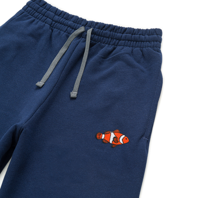 Bobby's Planet Unisex Embroidered Clownfish Joggers from Seven Seas Fish Animals Collection in Navy Color#color_navy