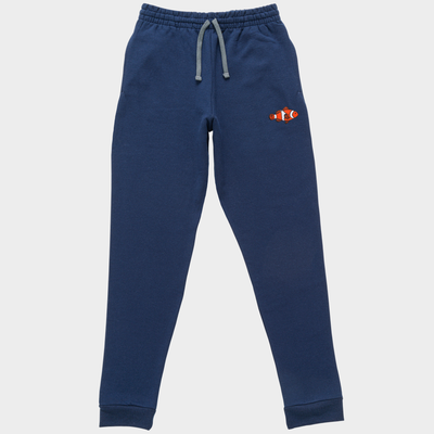Bobby's Planet Unisex Embroidered Clownfish Joggers from Seven Seas Fish Animals Collection in Navy Color#color_navy
