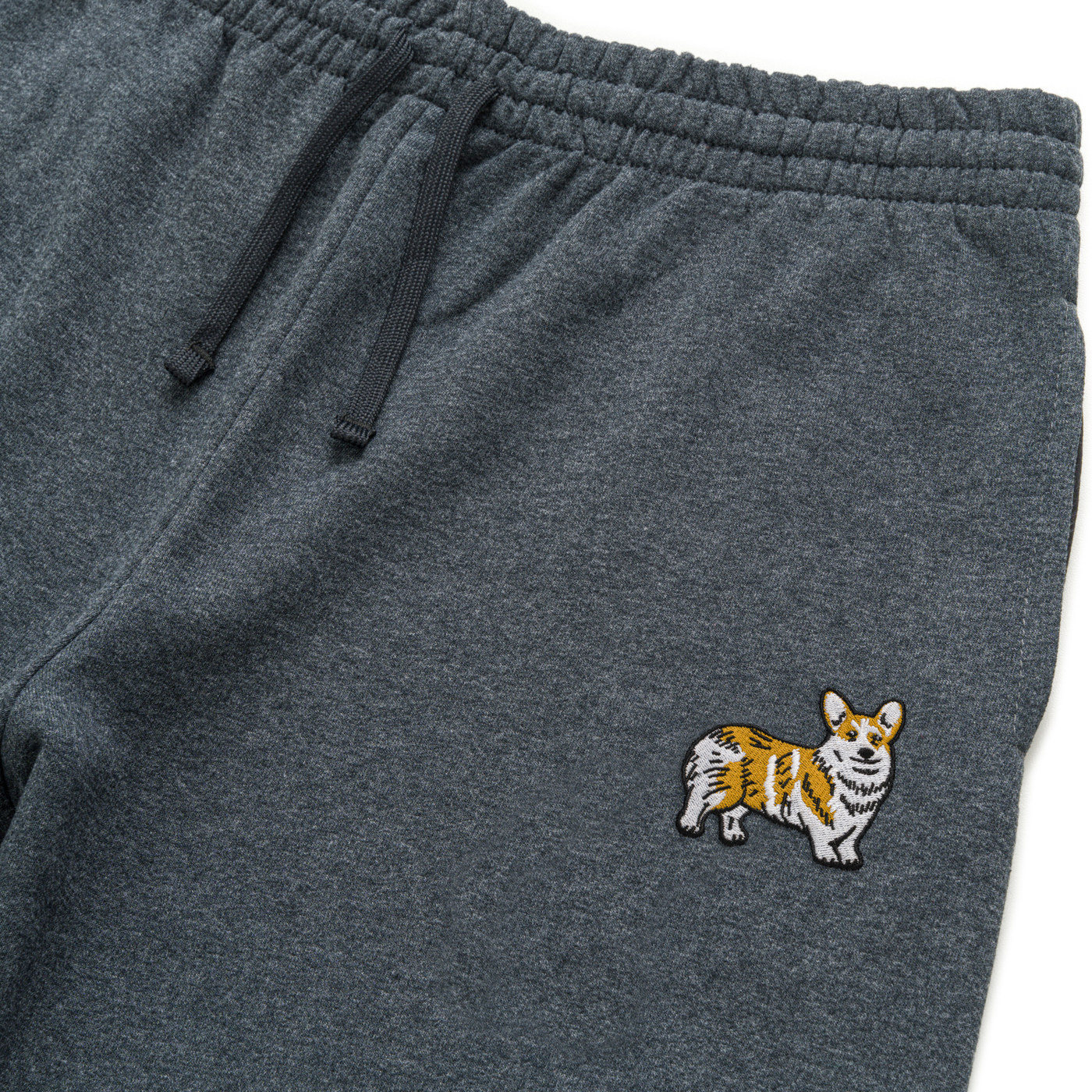 Bobby's Planet Unisex Embroidered Corgi Joggers from Paws Dog Cat Animals Collection in Black Heather Color#color_black-heather