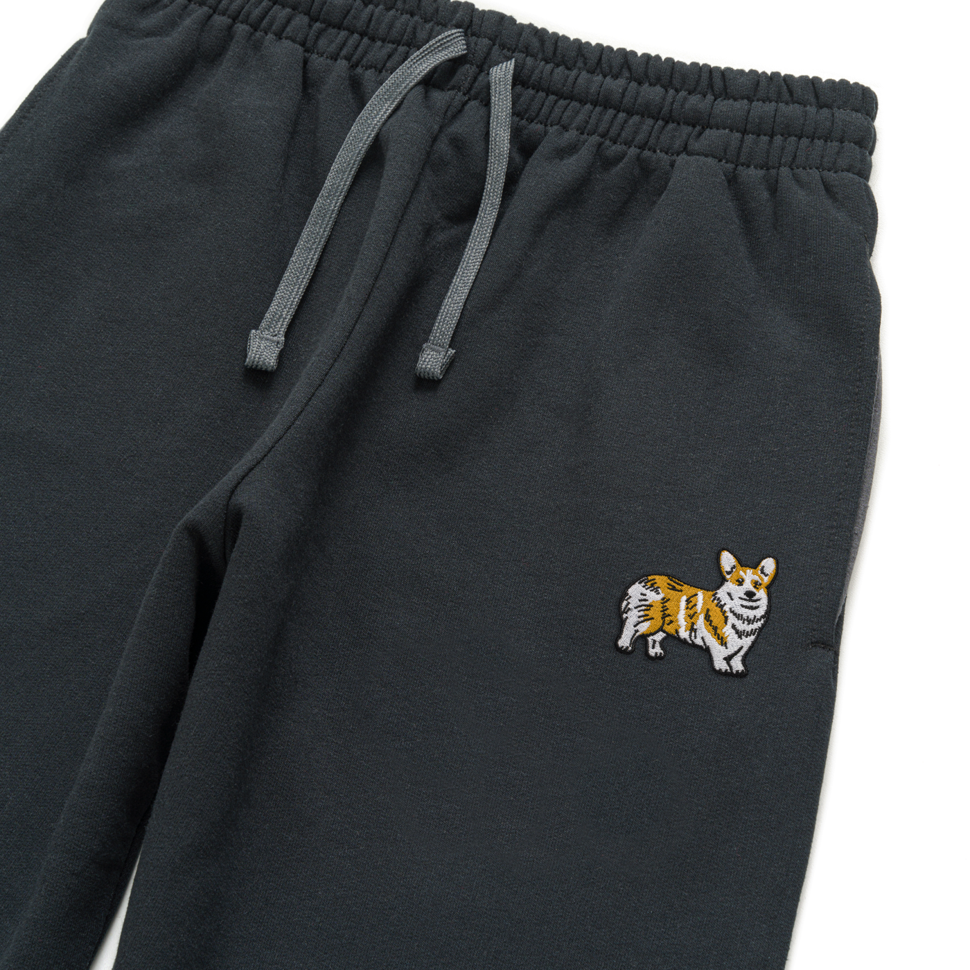 Bobby's Planet Unisex Embroidered Corgi Joggers from Paws Dog Cat Animals Collection in Black Color#color_black
