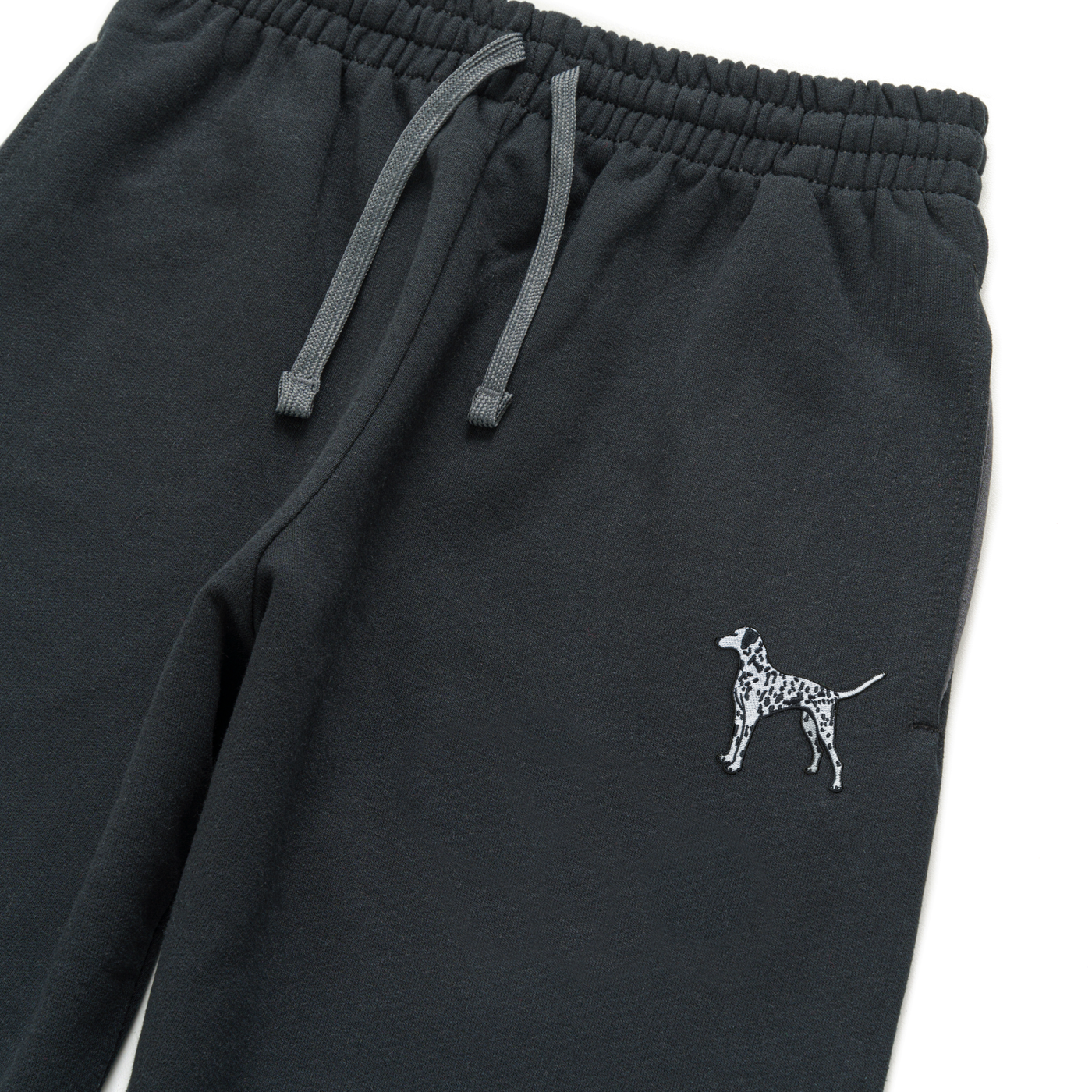 Bobby's Planet Unisex Embroidered Dalmatian Joggers from Paws Dog Cat Animals Collection in Black Color#color_black