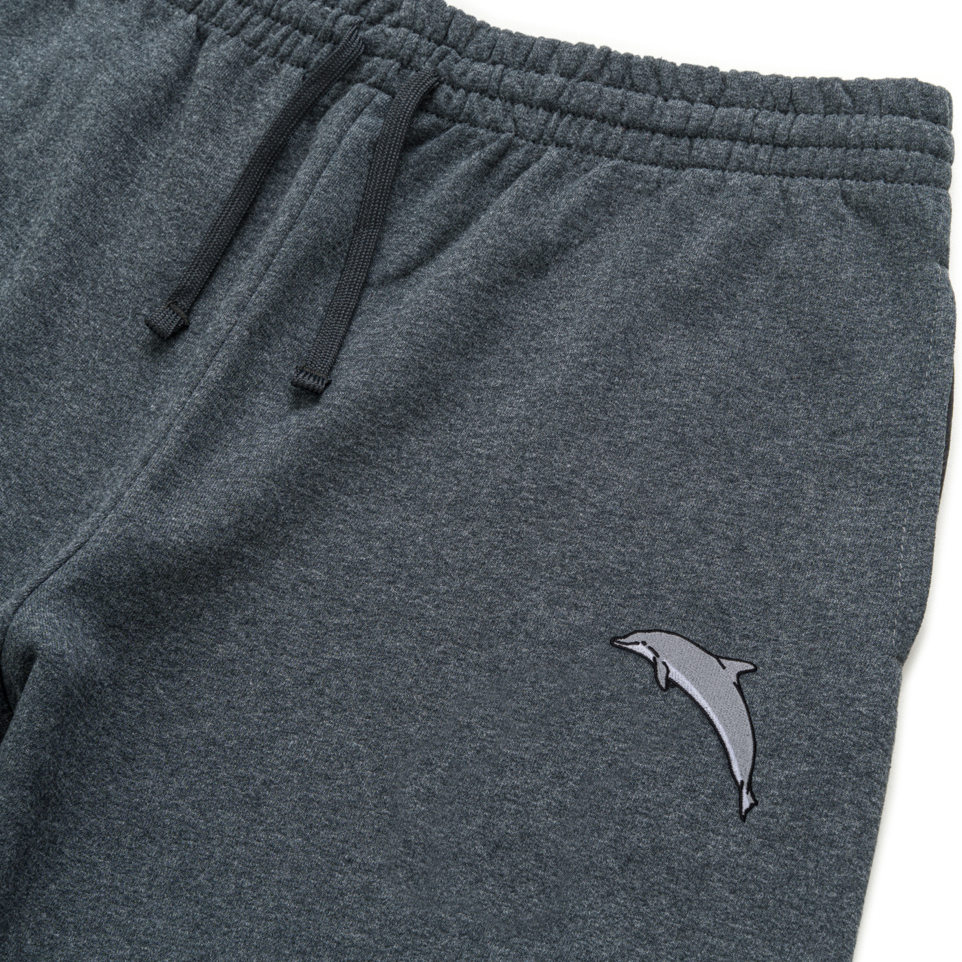 Bobby's Planet Unisex Embroidered Dolphin Joggers from Seven Seas Fish Animals Collection in Black Heather Color#color_black-heather