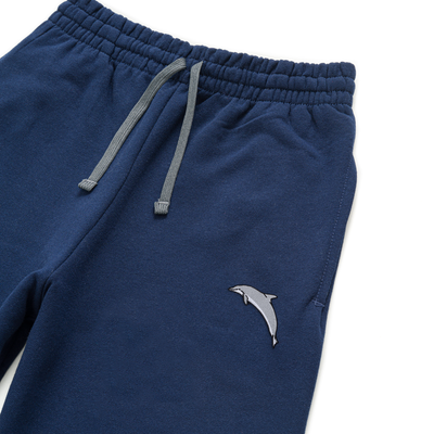 Bobby's Planet Unisex Embroidered Dolphin Joggers from Seven Seas Fish Animals Collection in Navy Color#color_navy