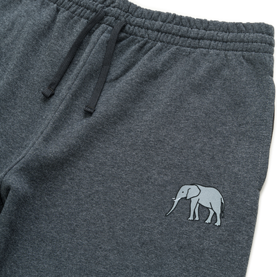 Bobby's Planet Unisex Embroidered Elephant Joggers from African Animals Collection in Black Heather Color#color_black-heather