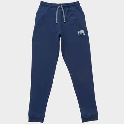 Bobby's Planet Unisex Embroidered Elephant Joggers from African Animals Collection in Navy Color#color_navy