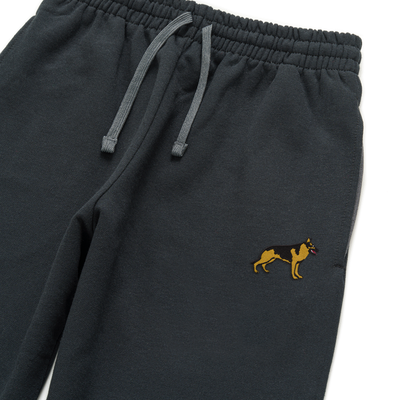 Bobby's Planet Unisex Embroidered German Shepherd Joggers from Paws Dog Cat Animals Collection in Black Color#color_black